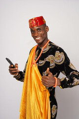 Nigerian man using a mobile phone 