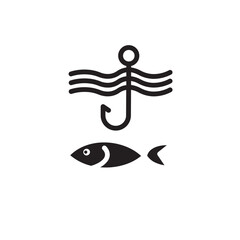 Naklejka premium Fish Fishing Hook Icon