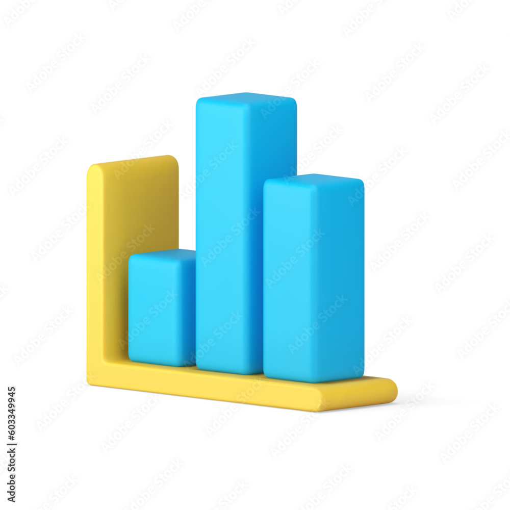 Poster bar diagram chart graph statistic analyzing data dynamic process isometric 3d icon realistic vector