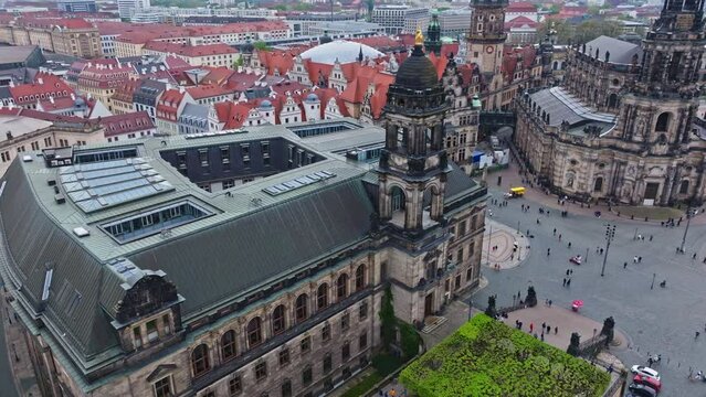 Drone shot of the City courthouse . S&auml;chsisches St&auml;ndehaus (Saxon House of Estates) , it is a building in Dresden which was built to house the Landtag of the Free State of Saxony.