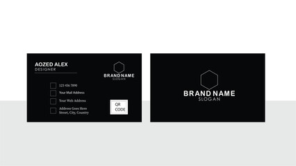 Simple black minimal individual business card, visiting card.