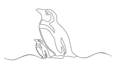 Line art penguin illustration