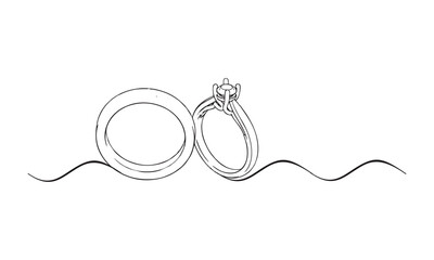 Line art wedding ring illustration
