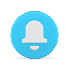Ring bell blue circle button sound signal subscribe media notification 3d icon realistic vector