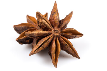 Stars anise on white