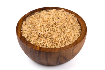 Rice in wooden bowl