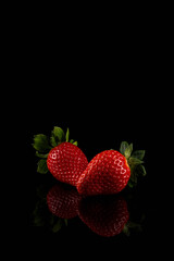 Red ripe strawberry fruits