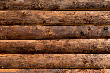 Wooden wall from logs