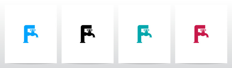 Faucet Pipes Letter Logo Design F