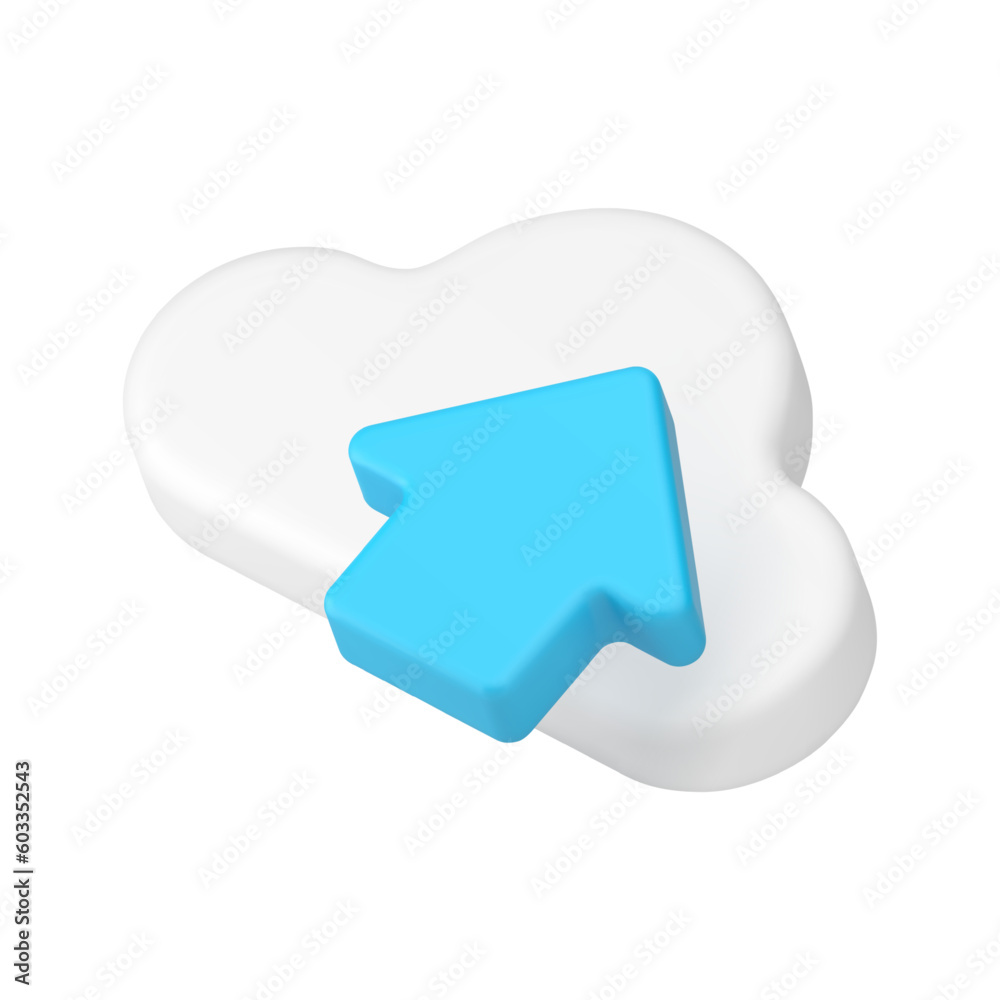 Poster upload data backup information cloud computing storage global internet transfer 3d icon vector