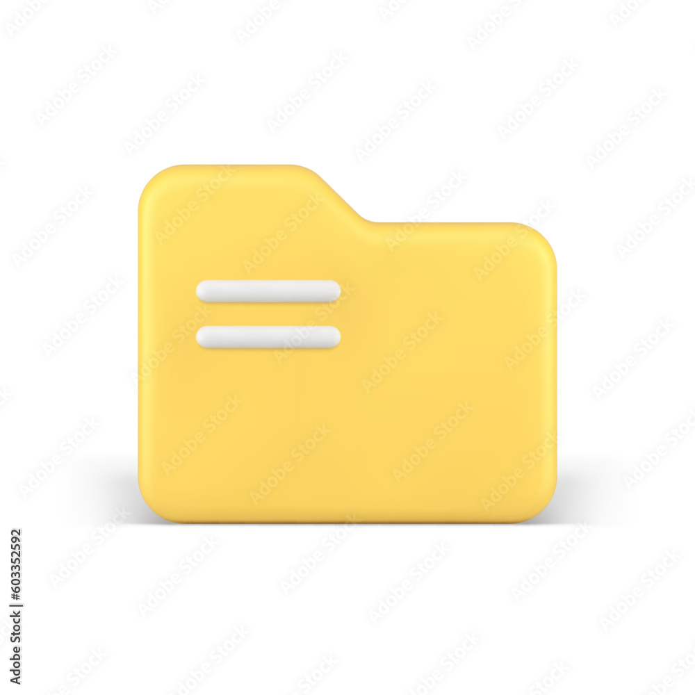 Poster folder yellow archive digital memory for data information storage 3d icon realistic vector