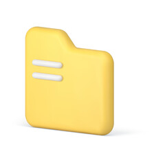 Yellow folder digital memory information storage organization isometric 3d icon realistic vector