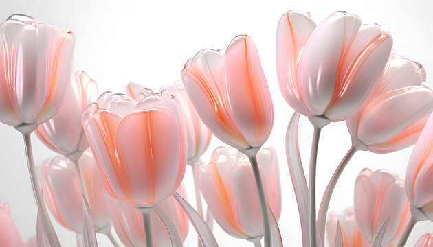 A delicate and elegant glass texture featuring tulip flower petals. Clean and transparent, perfect for use as a background Generative AI