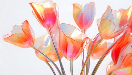 Tulip petals with a glass texture, providing a clean and transparent background. Perfect for a variety of design projects Generative AI