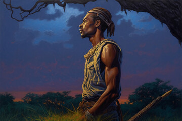 Painting of a black african man