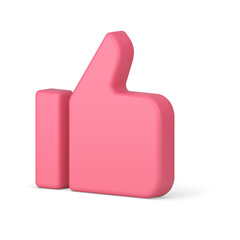 Cool thumb up luck success confirmation pink isometric 3d icon realistic vector illustration