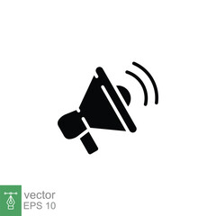 Megaphone icon. Simple solid style. Loudspeaker, bullhorn, broadcast, noise, marketing, business concept. Black silhouette, glyph symbol. Vector illustration isolated on white background. EPS 10.