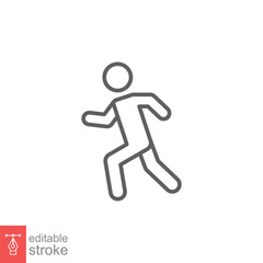 Fototapeta na wymiar Man running icon. Simple outline style. Runner, people, marathon, jogging, track, athlete, sport concept. Thin line symbol. Vector illustration isolated on white background. Editable stroke EPS 10.