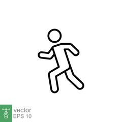Fototapeta na wymiar Man running icon. Simple outline style. Runner, people, marathon, jogging, track, athlete, sport concept. Thin line symbol. Vector illustration isolated on white background. EPS 10.