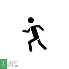 Fototapeta na wymiar Man running icon. Simple solid style. Runner, people, marathon, jogging, track, athlete, sport concept. Black silhouette, glyph symbol. Vector illustration isolated on white background. EPS 10.