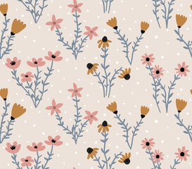 floral seamless pattern with cute flower.
