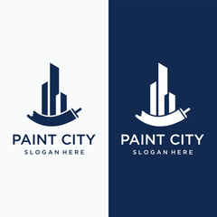 Paint brush and roll logo template creative design for home and city service.