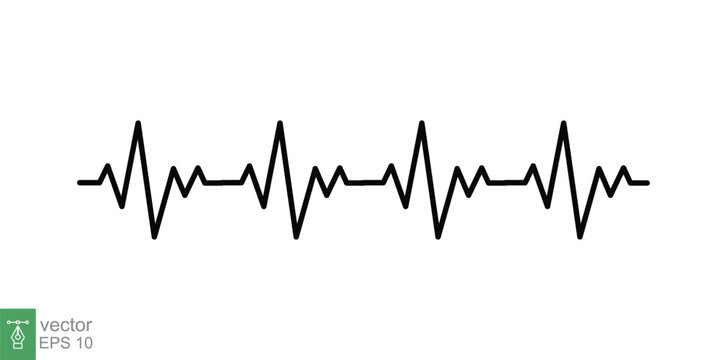 Heart cardiogram icon. Simple outline style. Heartbeat, pulse, ecg, ekg, electrocardiogram, medical concept. Thin line symbol. Vector illustration isolated on white background. EPS 10.