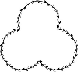 Trefoil sheet frame isolated branches flower wreath leaf floral vector decoration border botanical minimalist wedding frames congratulations anniversary valentine winner award romantic 