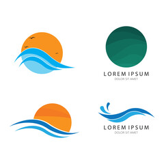 Fototapeta premium Water Wave symbol and icon Logo vector