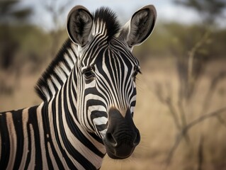 Fototapeta na wymiar The Bold Stripes of the Zebra in Savanna