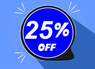 Sale tag 25%, twenty five percent off, vector illustration.