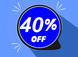 Sale tag 40%, forty percent off, vector illustration.