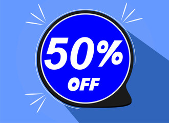 Sale tag 50%, fifty percent off, vector illustration.