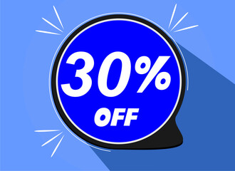 Sale tag 30%, thirty percent off, vector illustration.