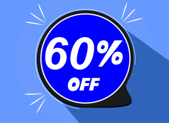 Sale tag 60%, sixty percent off, vector illustration
