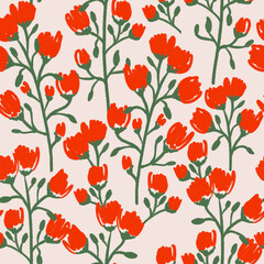 Simple branches floral seamless pattern