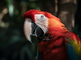 The Exotic Beauty of the Scarlet Macaw in Tropical Rainforest