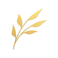 Curved golden grass stem leaves premium botanical blossom design element 3d icon realistic vector
