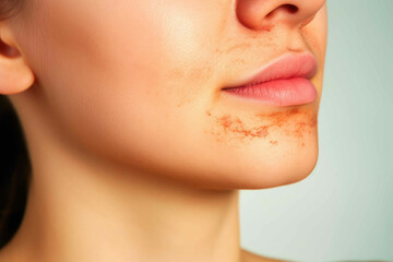 Fototapeta premium Close up of an empty neck with a scar of a woman. Generative AI