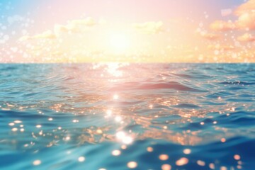 Obraz premium blue sea background photo at night, in the style of light turquoise and light gold bokeh background