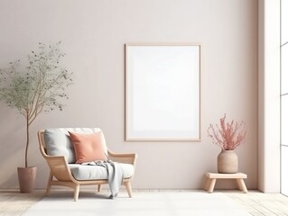 modern living room with armchair generated with ai technology
