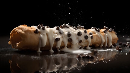 Cannoli Crispy Pastry Shells Filled with Sweet Ricotta Cream, a Delightful Italian Dessert for Indulging in Irresistible Flavors. generative ai