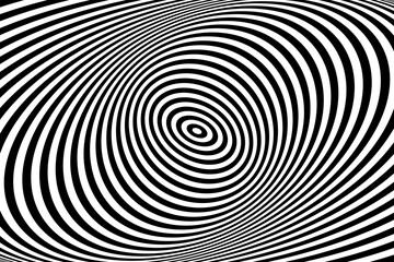 Naklejka premium Twisting Whirl Motion and 3D Illusion in Abstract Op Art Striped Lines Pattern.