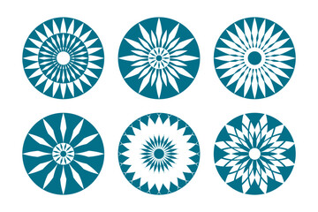 Abstract Geometric Radial Circular Patterns Set. Round Design Elements.