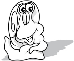 Drawing of a Funny Smiling Snail with Snail Shell