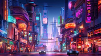 Neon night city	
