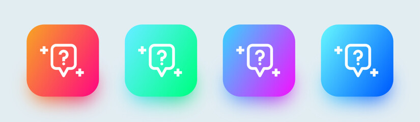Question line icon in square gradient colors. Help signs vector illustration. - obrazy, fototapety, plakaty