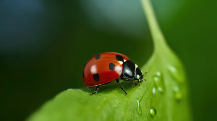 Ladybug on leaf. Generative AI