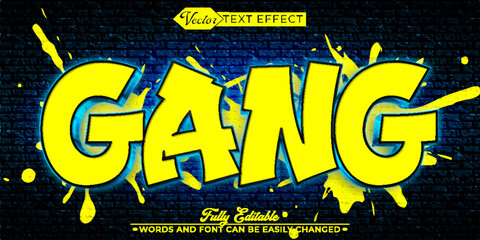 Graffiti Colorful Gang Vector Editable Text Effect Template - obrazy, fototapety, plakaty