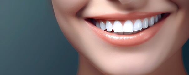 Obraz premium Radiant Smile. Happy Woman with Beautiful White Teeth. Generative AI illustrations.